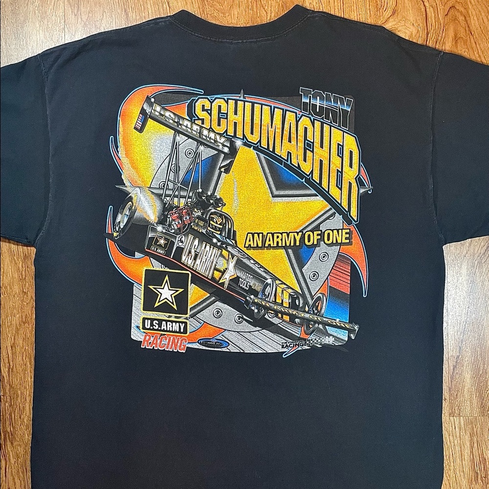 Tony Schumacher NHRA Champion U.S. Army Racing Dragster Tee Size XL Y2K